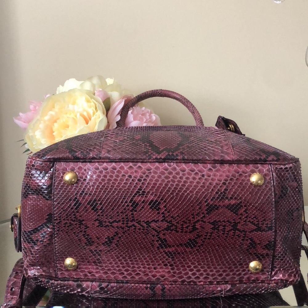 PRADA Purple Snakeskin Bauletto BL0756 Satchel Purse Bag - Picture 6 of 16